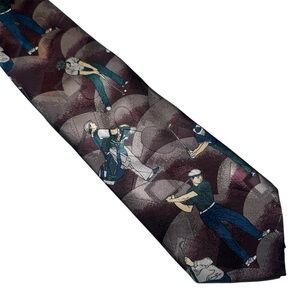 Vintage American Sports Men’s Tie Golf Themed Necktie Multicolor 55”
